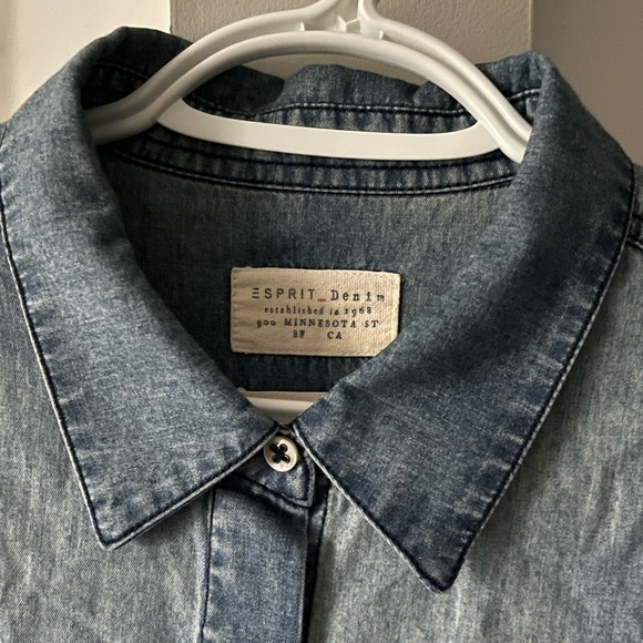 Esprit | Denim Long Sleeve Striped Button Down Shirt | Size Small - Picture 2 of 6